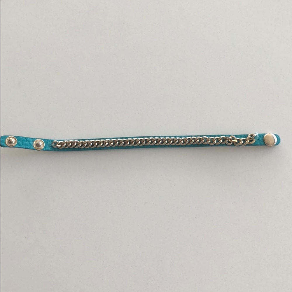 Teal Leather Wrap Chain Bracelet